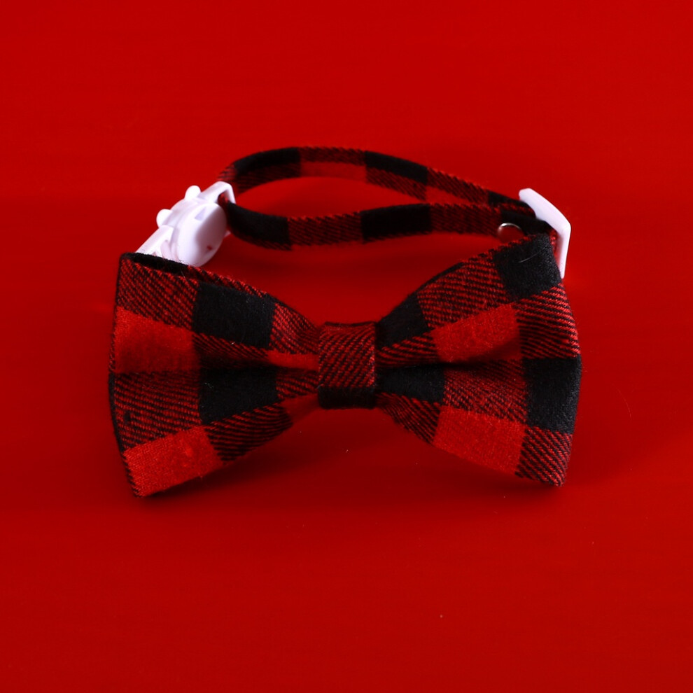(StyleA)Collier élégant nœud papillon à carreaux rouge et vert réglable respirant idéal pour chats chiens et