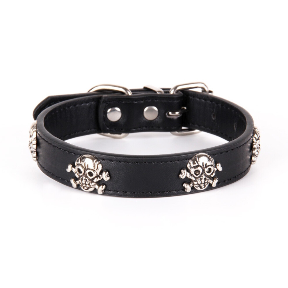 (Black,XS 1.5cm30cm19cm-27cm)Collier pour chien punk avec décoration crâne unique en cuir souple