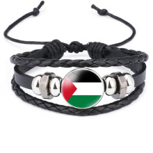(StyleA)Bracelet cuir pendentif drapeau Israël Palestine fait main homme accessoire cadeaux garçons