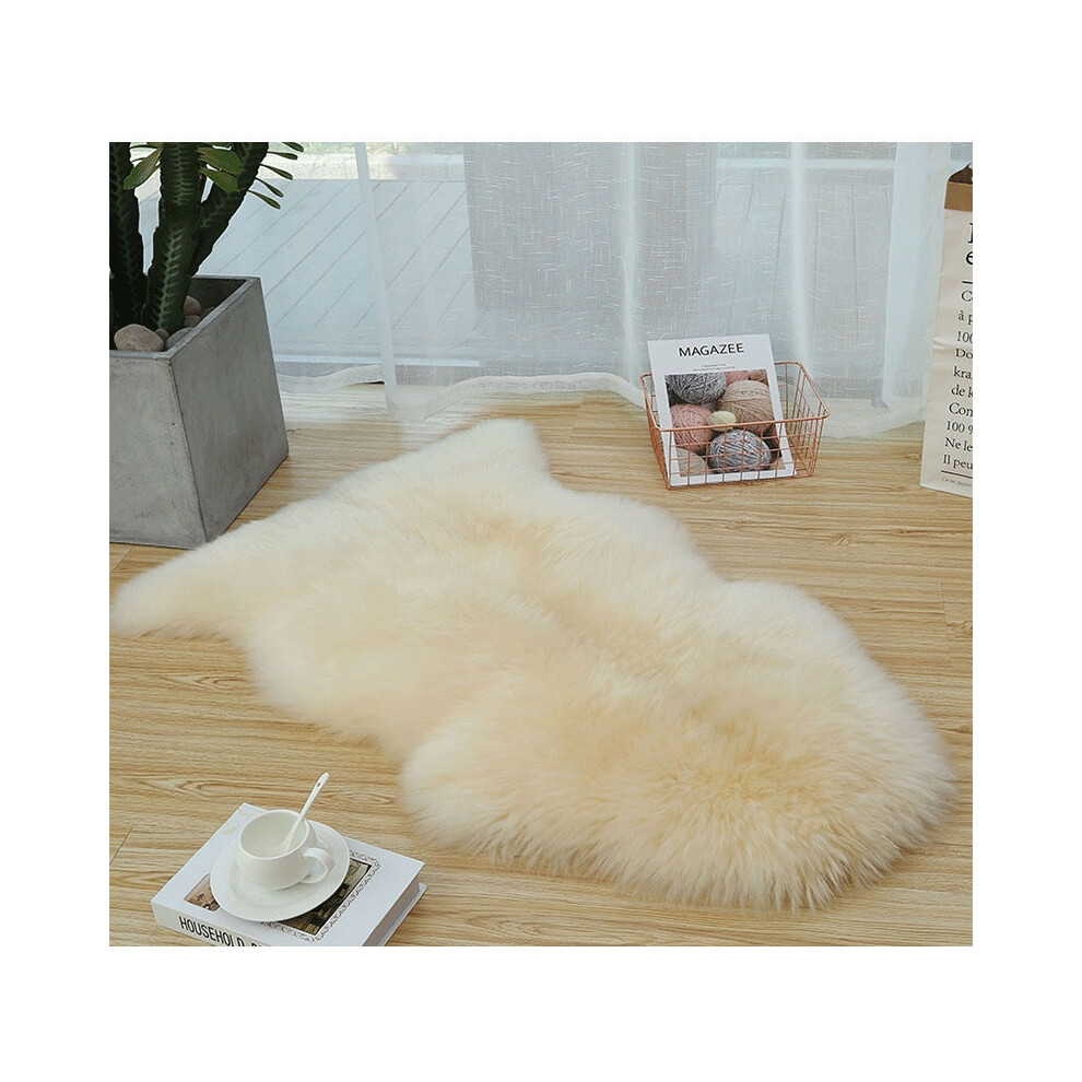 (Beige)Tapis en laine de mouton canapé coussin chaise chambre salon 10070 cm déco