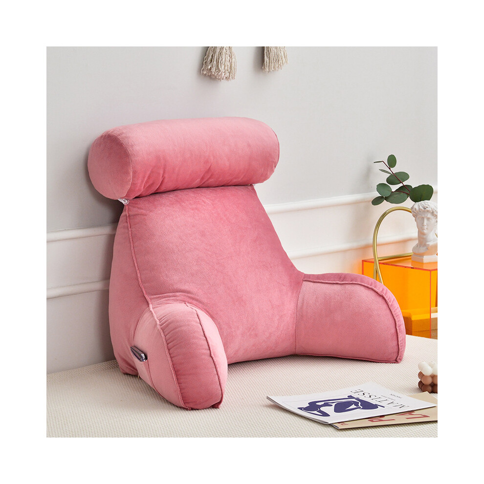 Coussin de dossier (rose 75 x 40 x 40 cm) avec oreiller cervical amovible, repose-lit, dossier de chaise,