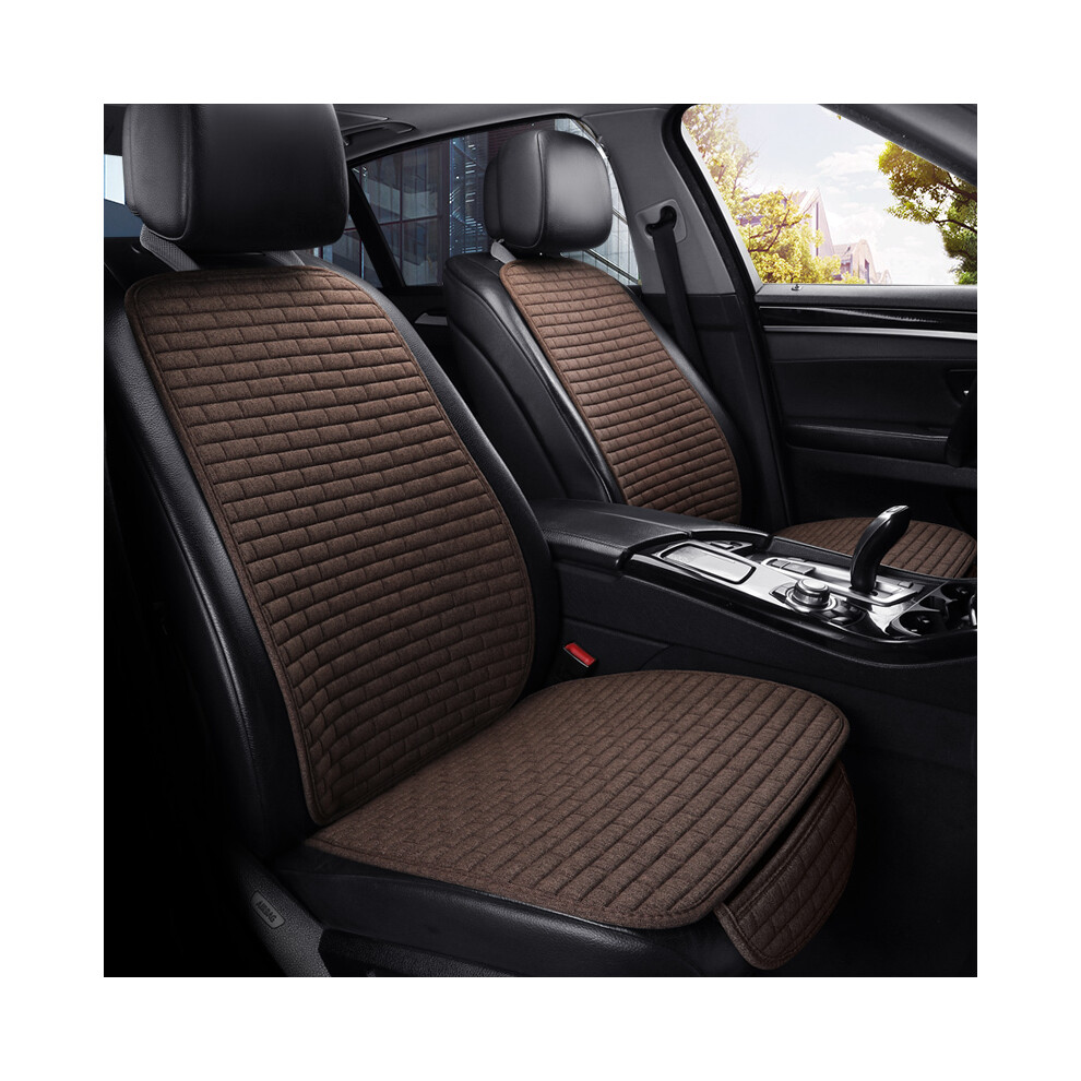 (marron-2 sièges avant) Housse de siège de voiture Coussin de protection de siège avant/arrière en lin