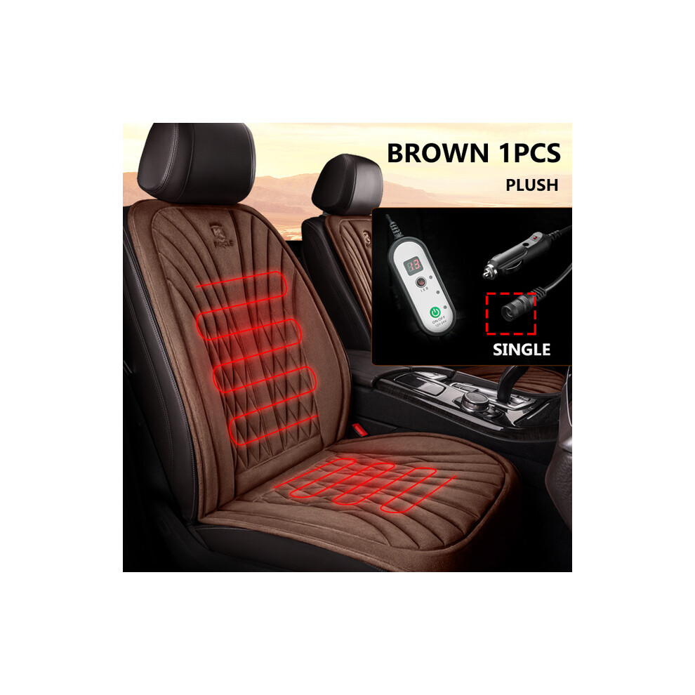 (1 pièce marron) Housse de siège de voiture chauffante 12/24 V 30 pouces Coussin de siège chauffant
