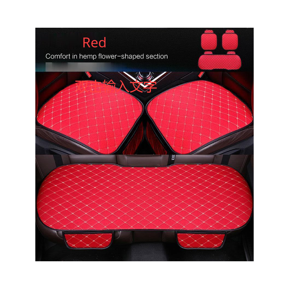 (Rouge 1 ensemble) Housses de siège de voiture avant arrière coussin en lin antidérapant accessoires