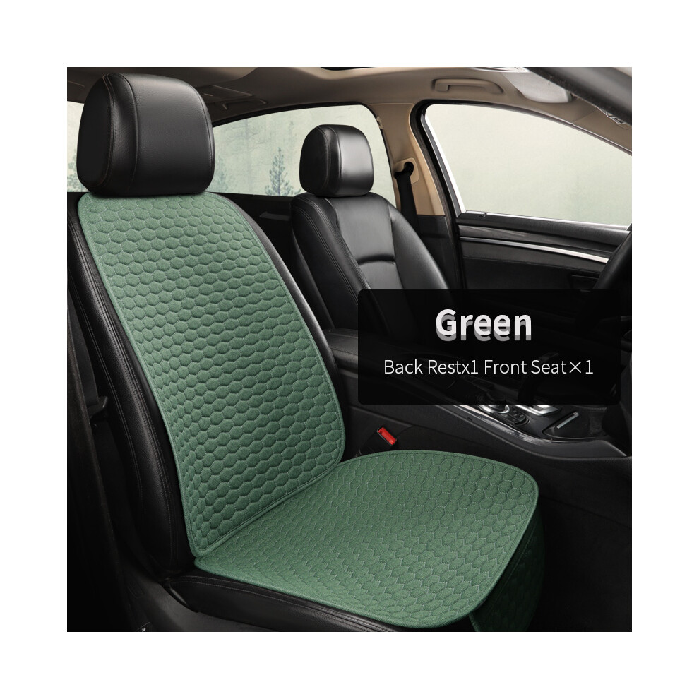 (1 siège vert) Nouvelle housse de siège de voiture en lin, protection de coussin avant et arrière en