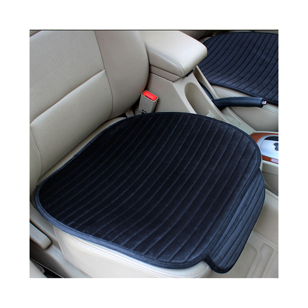 (Peluche noire 1) Housse de siège de voiture en cuir/lin/peluche/maille Coussin de siège antidérapant