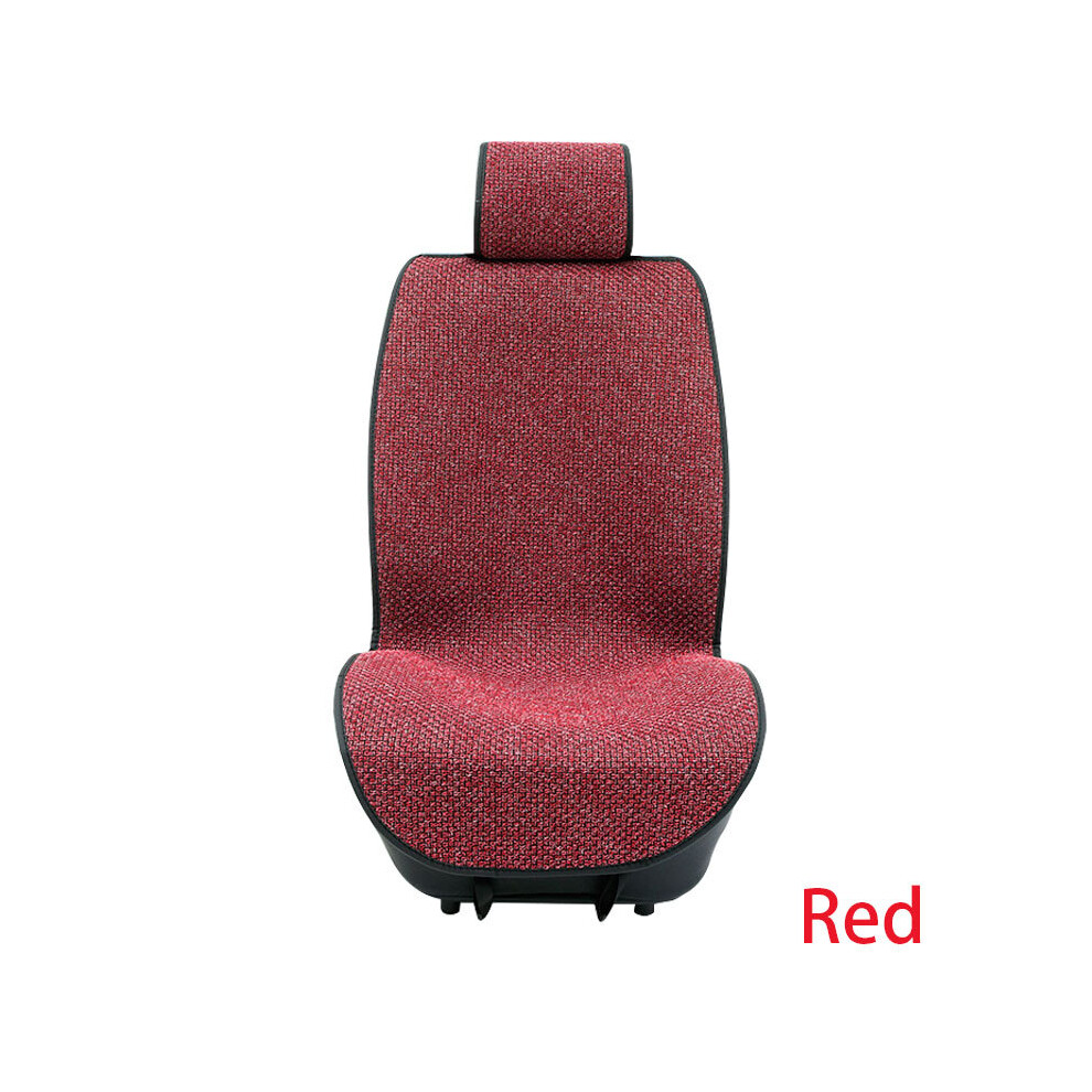 Housse de siège de voiture en lin (1 pièce avant rouge) Coussin de siège en lin respirant pour voiture