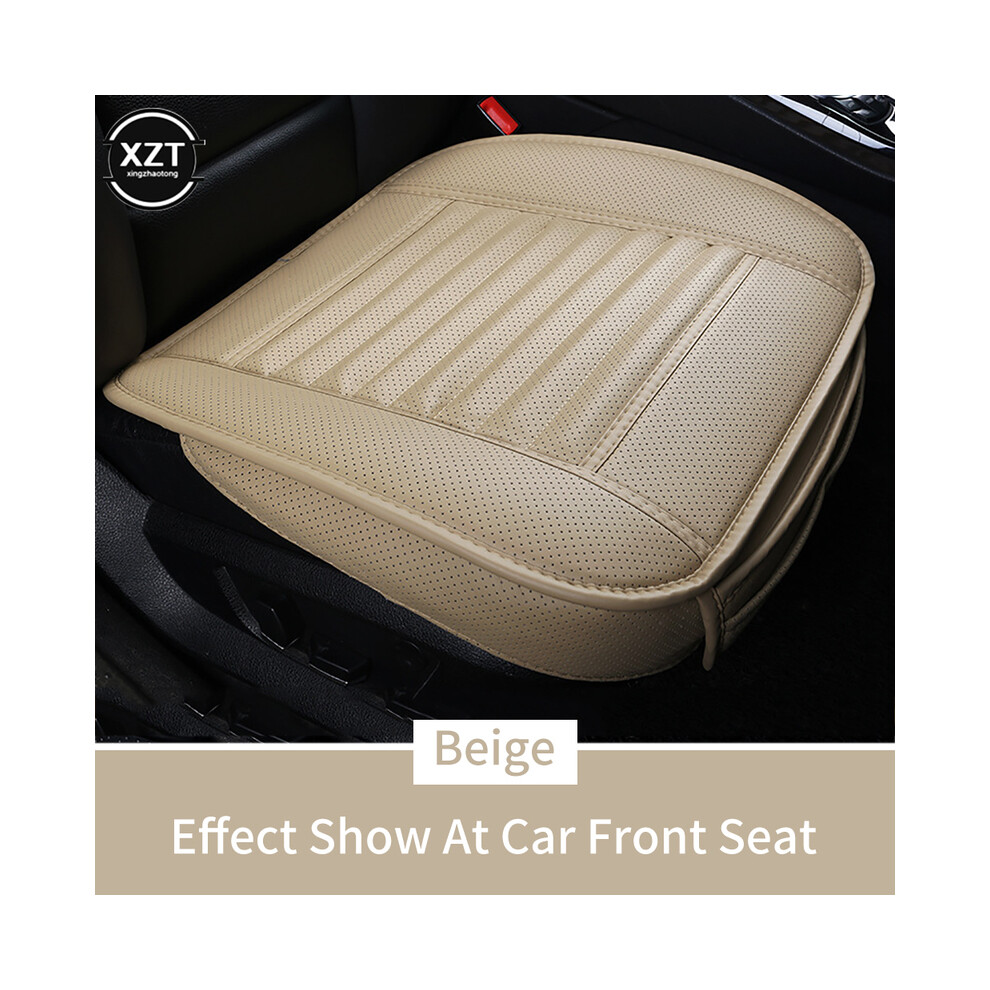 Housse de siège de voiture universelle (beige), tapis respirant en cuir PU pour coussins de siège avant