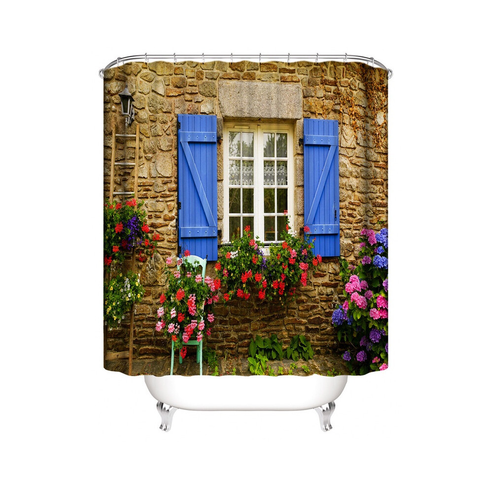 (180200cm/70.978.7in)Rideau de Douche Jardin Polyester Imperméable Séchage Rapide Salle de Bain Extérieur 3D