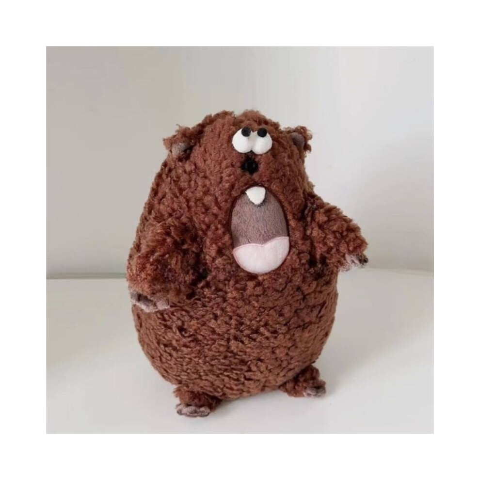 (35cm)Peluche courte marmotte criante peluche coussin brodé coussin canapé