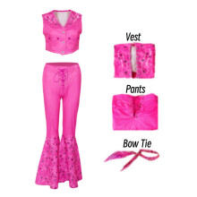 (XXXL)Ensemble vêtements costume fille rose Barbie costume cosplay Halloween fête film même