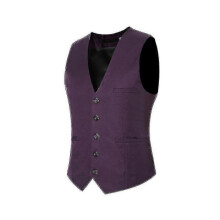 (L,Dark Purple)Gilet de costume à col en V pour hommes S Gilet