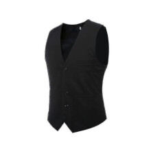 (3XL,Black)Gilet de costume à col en V pour hommes S Gilet