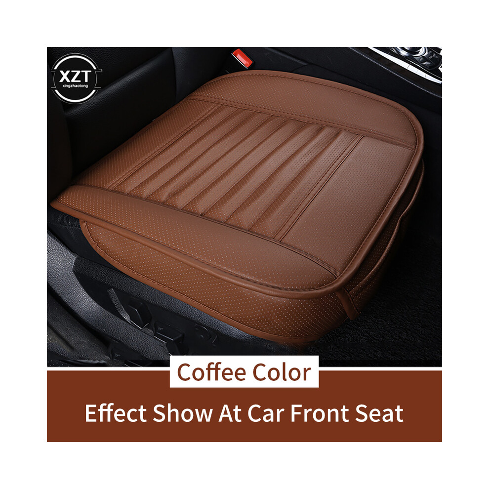 (Couleur café) Housse de siège de voiture universelle en cuir PU respirant pour coussin de siège avant
