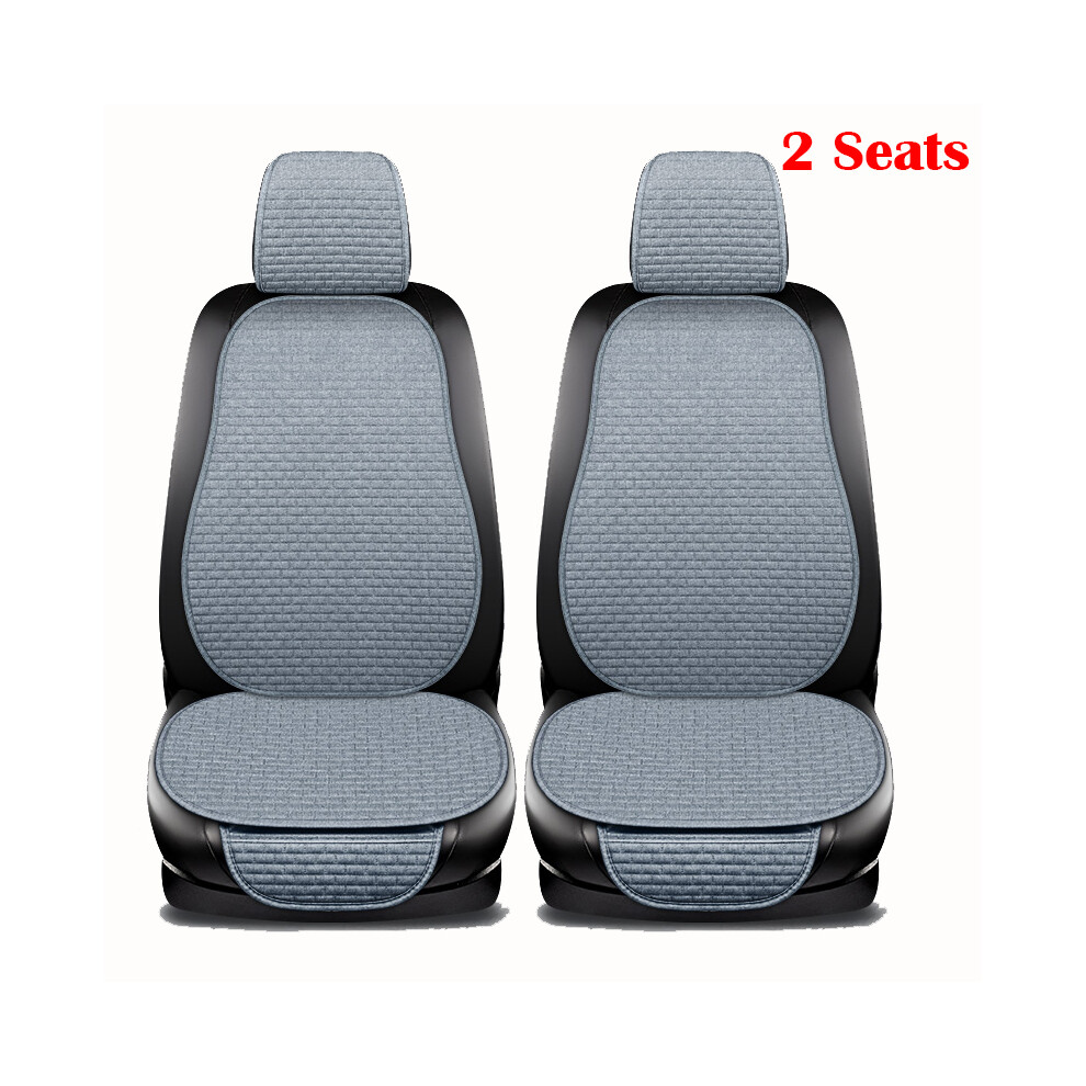 (2 places gris) Housse de siège de voiture avant arrière ensemble complet lin lin coussin de siège d'été