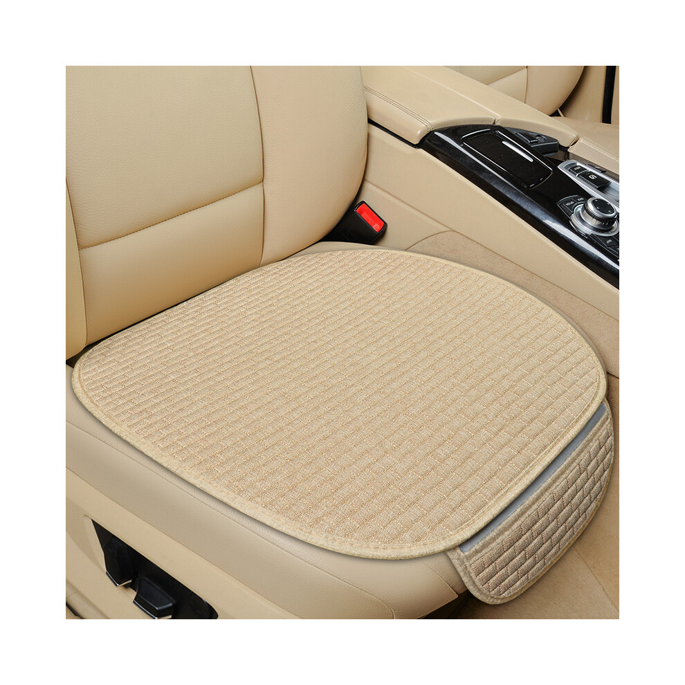 (beige avant 1) Housse de siège de voiture avant arrière ensemble complet lin lin coussin de siège d'été