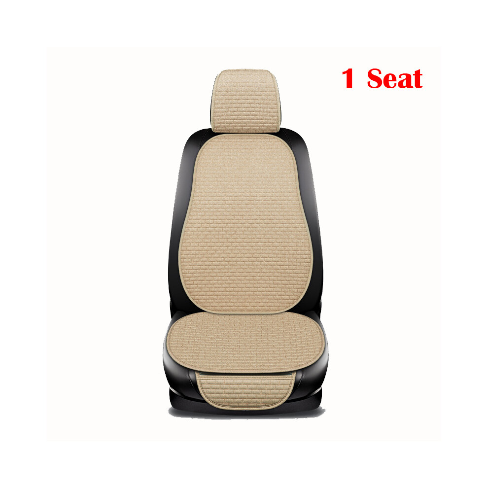 (1 siège beige) Housse de siège de voiture avant arrière ensemble complet lin lin coussin de siège d'été