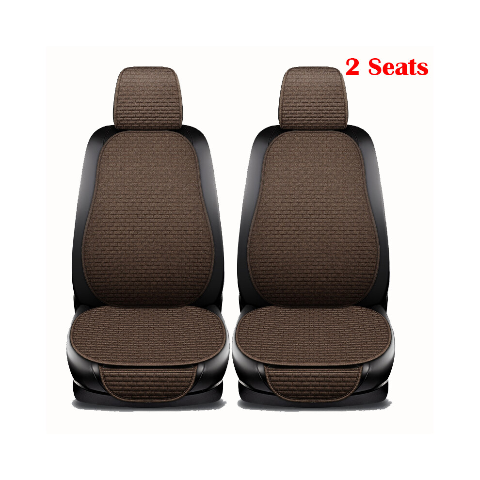 (2 places café) Housse de siège de voiture avant arrière ensemble complet lin lin coussin de siège d'été