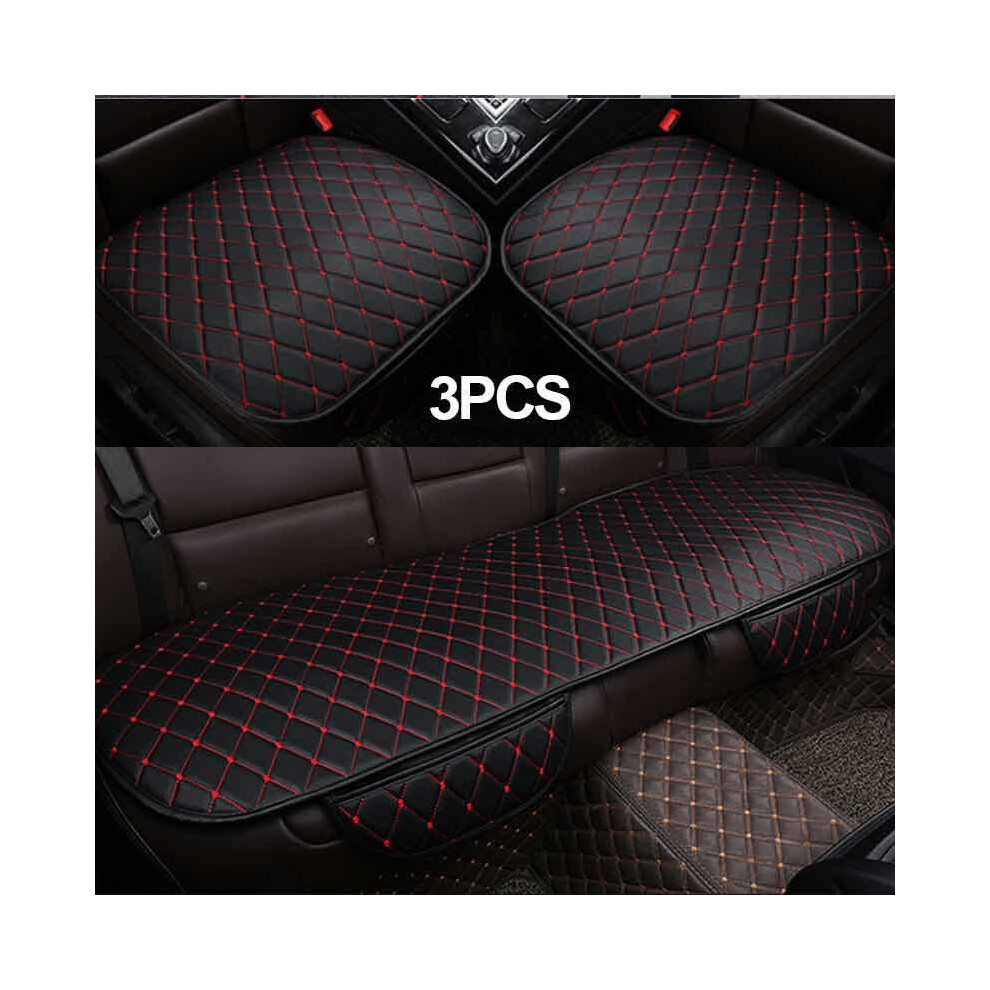 (Ligne noire rouge 3 pièces) Housse de siège de voiture Coussin Automobiles en cuir PU Accessoires intérieurs