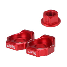 (Juego rojo) Tuerca de eje trasero M12 1.25P para motocicleta, perno, ajustador de cadena, bloque de