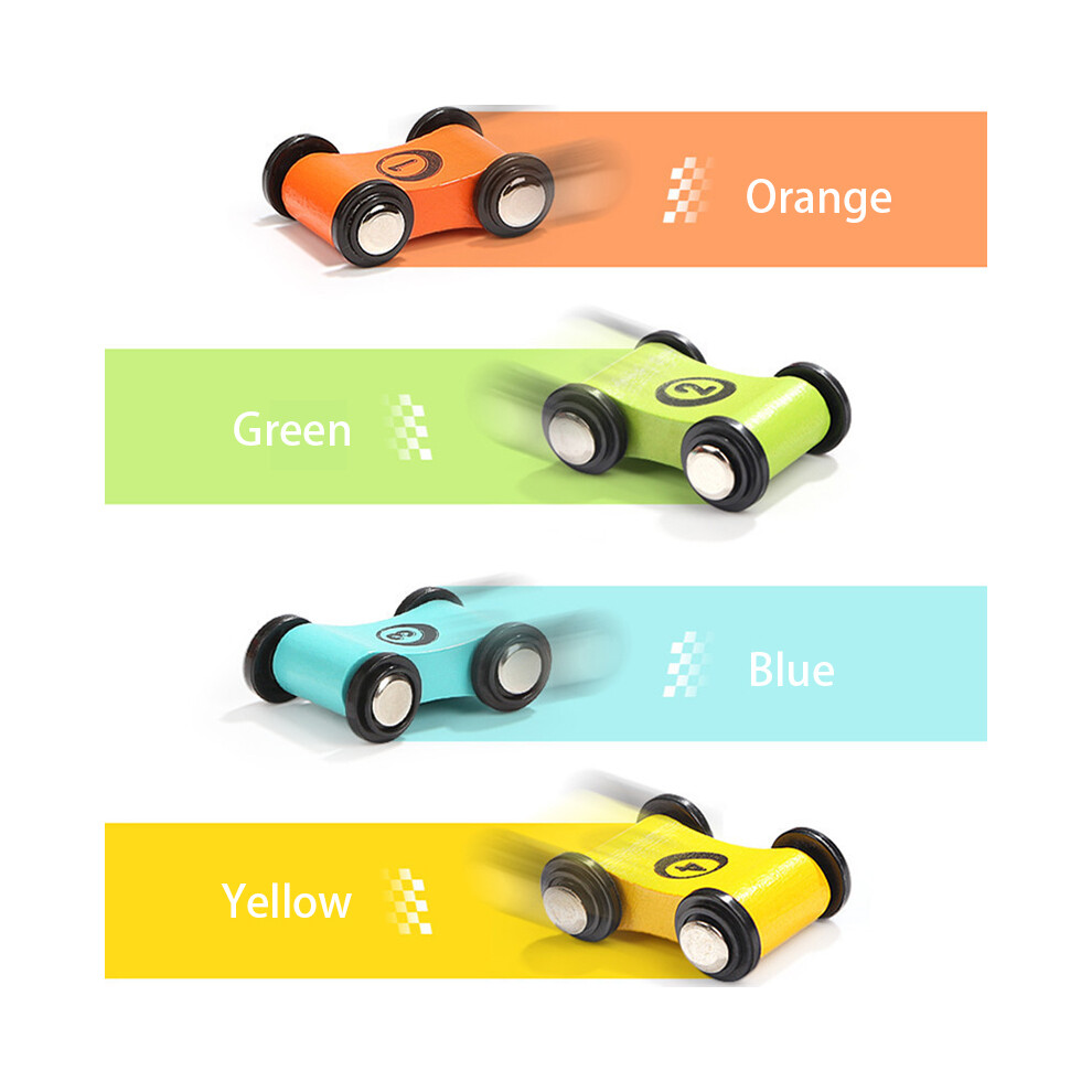 (Ensemble de 4 pièces) Jouets de modèle de voiture coulissante en bois pour bébé, chariot, piste coulissante,