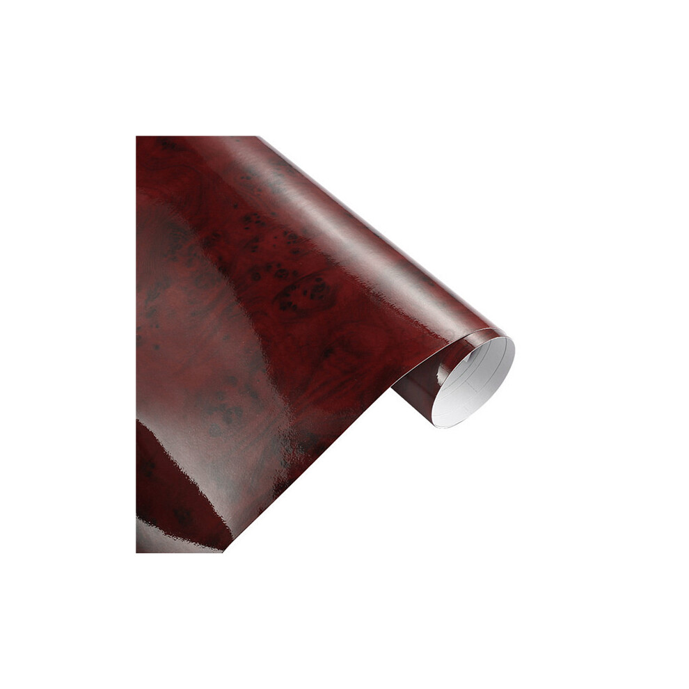 (D) 30 x 100 cm Film PVC brillant effet bois pour voiture, autocollant décoratif pour intérieur de voiture,