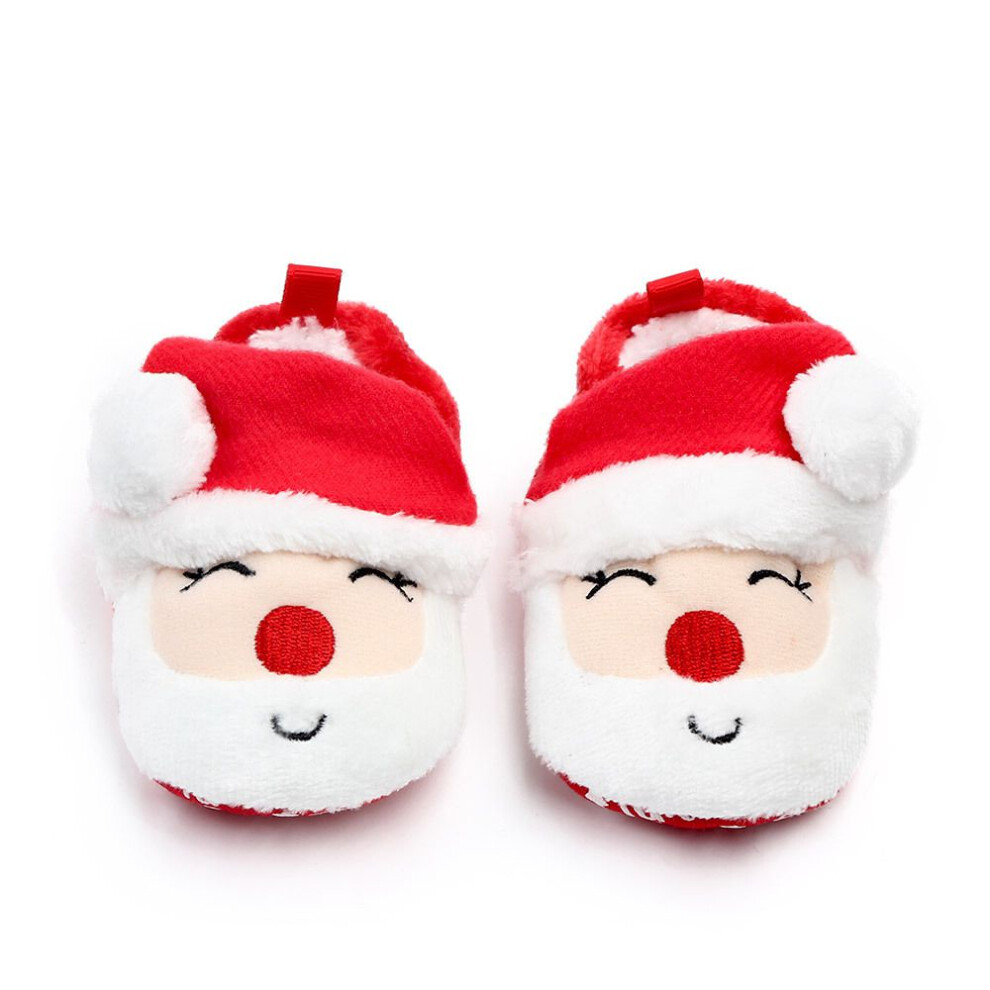 (Red,Inner length=12.5cm/4.92in)Chaussures de Noël pour enfants bébé fille garçon bambin hiver chaussons chauds Père Noël
