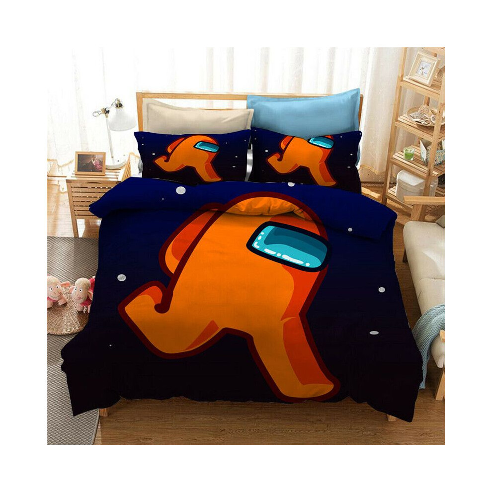 (Orange,EU-Single-2pcs-135x200cm)Parure de lit 23 pièces Game Among Us housse de couette taie d'oreiller impression 3D dessin animé