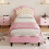3ft Single Upholstered Bed Frame Pink+Beige (No Mattress) 2