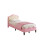 3ft Single Upholstered Bed Frame Pink+Beige (No Mattress) 10