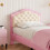 3ft Single Upholstered Bed Frame Pink+Beige (No Mattress) 4