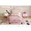 3ft Single Upholstered Bed Frame Pink+Beige (No Mattress) 11