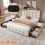(Double, Beige) 4ft6 Double Upholstered Bed with 4 Storage Drawers 1