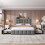 (Double, Grey) 4ft6 Double Upholstered Bed with 4 Storage Drawers 2