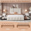 (Double, Beige) 4ft6 Double Upholstered Bed with 4 Storage Drawers 5