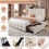 (Double, Beige) 4ft6 Double Upholstered Bed with 4 Storage Drawers 7