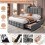 (Double, Grey) 4ft6 Double Upholstered Bed with 4 Storage Drawers 7