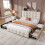 (Double, Beige) 4ft6 Double Upholstered Bed with 4 Storage Drawers 3