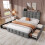 (Double, Grey) 4ft6 Double Upholstered Bed with 4 Storage Drawers 3
