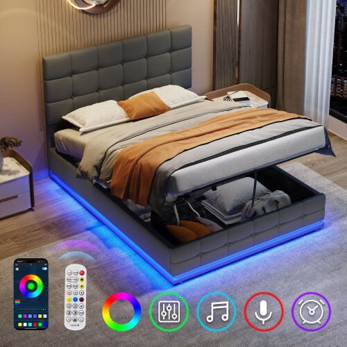 (Double, Grey) Ottoman Double Bed