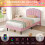 (Pink, 3ft Single) 3ft Single Upholstered Bed 6