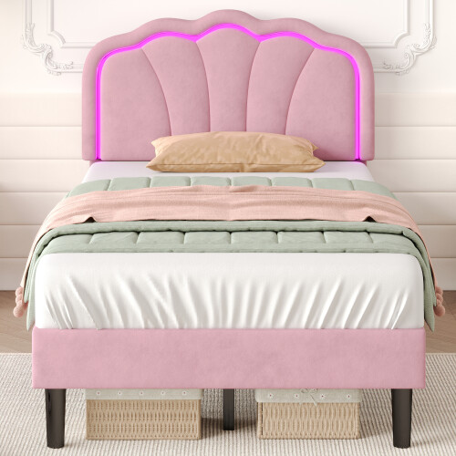 (Pink, 3ft Single) 3ft Single Upholstered Bed 1