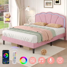 (Pink, 4ft6 Double) 3ft Single Upholstered Bed