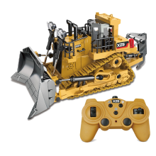 1:24 2.4GHz 9 Channels Remote Control Tractor Toy Bulldozer RC Aluminum Alloy Engineering Style A