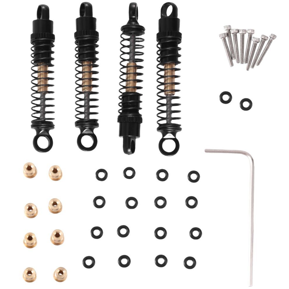 Jojomino 4Pcs 40Mm Metal Oil Damper For Axial Scx24 C10 Jlu 1/24 Rc Crawler Car Upgrades, Black