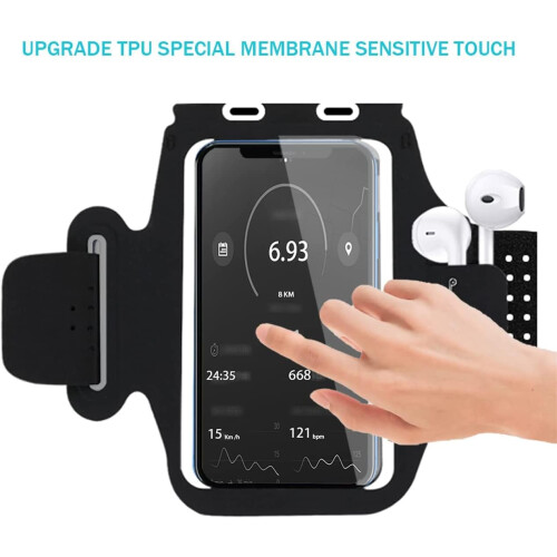 Adjustable Running Armband Phone Holder - Black, TPU