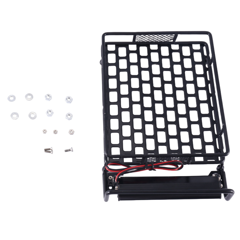 Metal 170X110mm Luggage Carrier Roof Rack With Led Lights For Cc01 Cr01 D90 Axial Scx10 1/10 Rc Crawler Car 4851815556758