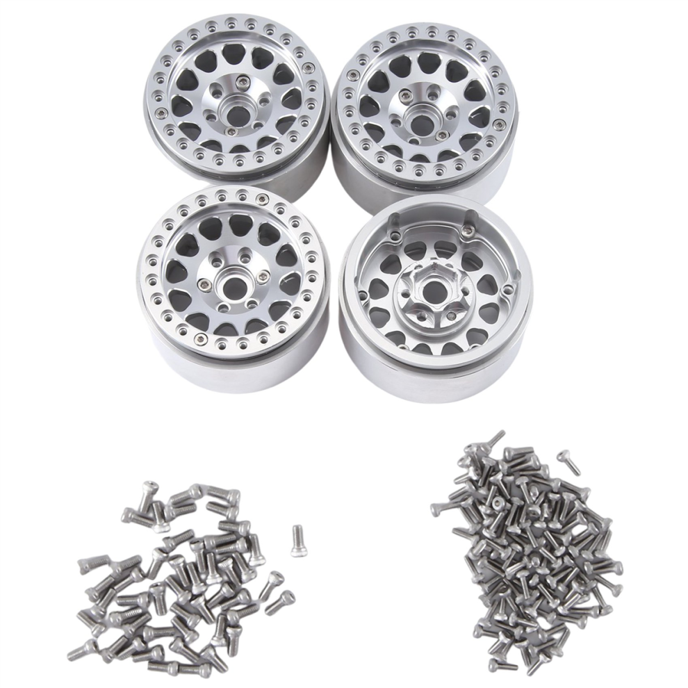 4Pcs 1.9 Inch Metal Beadlock Wheel Hub Rim For 1/10 Rc Crawler Car Axial Scx10 Trx4 D90 Mst Redcat Gen8,1 Silver 4851815563176