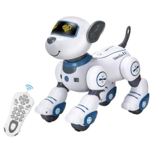 Remote Control Robot Dog Toy: Programmable Robotic Puppy Smart Interactive Dancing Singing Stunt Animal Toy,White & Blue
