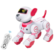 Remote Control Robot Dog Toy: Programmable Robotic Puppy Smart Interactive Dancing Singing Stunt Animal Toy,White & Pink